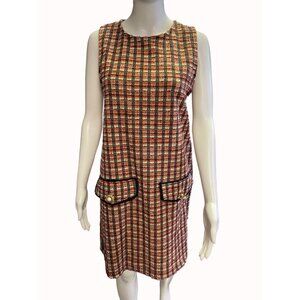 Zara Women's Checkered Red Multi Dress Sleeveless/Knee Length Size L SKU 4087